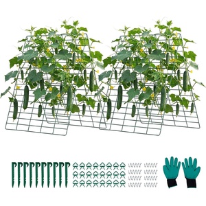 image:imageVEVOR Cucumber Trellis 46 High Foldable AFrame Garden Trellises for Raised Bed 4 Panels Metal Rustproof Outdoor Climbing Plant Support with 2 Plant Bags for Vine Peas Beans Tomato Flowers35 x 55