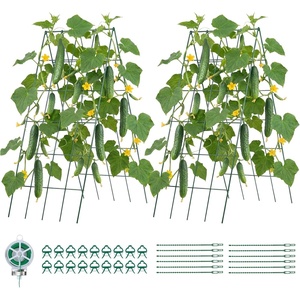 image:imageVEVOR Cucumber Trellis 46 High Foldable AFrame Garden Trellises for Raised Bed 4 Panels Metal Rustproof Outdoor Climbing Plant Support with 2 Plant Bags for Vine Peas Beans Tomato Flowers39 x 32