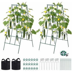 image:imageVEVOR Cucumber Trellis 46 High Foldable AFrame Garden Trellises for Raised Bed 4 Panels Metal Rustproof Outdoor Climbing Plant Support with 2 Plant Bags for Vine Peas Beans Tomato Flowers46 x 36