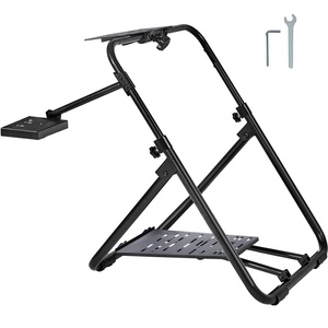 image:imageVEVOR Foldable Racing Steering Wheel Stand Height Adjustable Universal Base Compatible with Logitech amp Thrustmaster Racing Wheel and Pedal Heavyduty Frame Standard GTFormula Seating PortableRound pipe