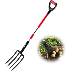 image:imageVEVOR Garden Fork 4Tine Gardening Pitchfork with Fiberglass Handle 45 in Heavy Duty Digging Fork with Y Grip Forged Steel Spading Fork for Hay Potato Composting Transplanting Aeration4Tine