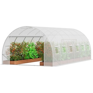 image:imageVEVOR Walkin Tunnel Greenhouse 194x97x74 ft Hoop House Greenhouse Tunnel Plant Hot House with Galvanized Steel Frame Green PE Cover Swing Door and 12 Rollup Windows for OutdoorWhite