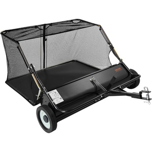 image:imageVEVOR 52 in Tow Behind Lawn Sweeper 26 cuft Large Yard Sweeper Adjustable Sweeping Height Heavy Duty Leaf amp Grass Collector with Dumping Rope Pull Behind Sweepers for Debris Grass Clippings48 Inch