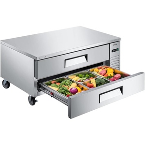 image:imageVEVOR 93W Commercial Refrigerator Pizza Prep Refrigerated Table 193 Ultra Wide Countertop Food Prep Cooler 308 CuFt Single Door Salad Prep Fridge 12 Pans Pizza Make Worktop with Cutting Board52 W Chief Base With 2 Drawers