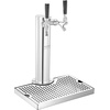 image:imageVEVOR Kegerator Tower Kit Single Tap Beer Conversion Kit Stainless Steel Keg Beer Tower Dispenser with Dual Gauge CGA320 Regulator amp DSystem Keg Coupler Beer Drip Tray for Party HomeDual Taps
