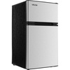 image:imageVEVOR 32 CuFt Mini Fridge with Freezer Dual Zone Compact Refrigerator 3Mode Adjustable Temperature Energy Efficient Small Fridge Reversible Door Low Noise for Bedroom Dorm Office BlackBrushed Stainless