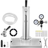image:imageVEVOR Kegerator Tower Kit Single Tap Beer Conversion Kit Stainless Steel Keg Beer Tower Dispenser with Dual Gauge CGA320 Regulator amp DSystem Keg Coupler Beer Drip Tray for Party HomeSingle Tap