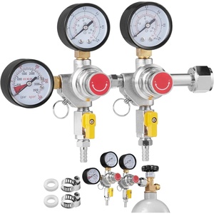 image:imageVEVOR CO2 Regulator Gauge with 060PSI Heavy Duty CO2 Gauge Gas System Draft Beer Regulator with Check Valve Adjustable Pressure Regulator for Draft Beer Homebrew Triple Gauge Regulator