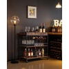 image:imageVEVOR Bar Cart 3 Tiers Home Kitchen Serving Carts Industrial Rolling Utility Station on Wheel Mobile Drink Beverage Shelf with Wine Rack amp Glass Holder 3464x1417x3268 in Rustic Brown and BlackRustic Brown and Black