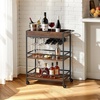 image:imageVEVOR Bar Cart 3 Tiers Home Kitchen Serving Carts Industrial Rolling Utility Station on Wheel Mobile Drink Beverage Shelf with Wine Rack amp Glass Holder 3464x1417x3268 in Rustic Brown and BlackRustic Brown and Black