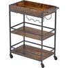 image:imageVEVOR Bar Cart 3 Tiers Home Kitchen Serving Carts Industrial Rolling Utility Station on Wheel Mobile Drink Beverage Shelf with Wine Rack amp Glass Holder 3464x1417x3268 in Rustic Brown and BlackRustic Brown and Black