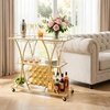 image:imageVEVOR Bar Cart 3 Tiers Home Kitchen Serving Carts Industrial Rolling Utility Station on Wheel Mobile Drink Beverage Shelf with Wine Rack amp Glass Holder 3464x1417x3268 in Rustic Brown and BlackGold
