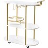image:imageVEVOR Bar Cart 3 Tiers Home Kitchen Serving Carts Industrial Rolling Utility Station on Wheel Mobile Drink Beverage Shelf with Wine Rack amp Glass Holder 3464x1417x3268 in Rustic Brown and BlackGold