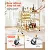 image:imageVEVOR Bar Cart 3 Tiers Home Kitchen Serving Carts Industrial Rolling Utility Station on Wheel Mobile Drink Beverage Shelf with Wine Rack amp Glass Holder 3464x1417x3268 in Rustic Brown and BlackGold