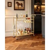 image:imageVEVOR Bar Cart 3 Tiers Home Kitchen Serving Carts Industrial Rolling Utility Station on Wheel Mobile Drink Beverage Shelf with Wine Rack amp Glass Holder 3464x1417x3268 in Rustic Brown and BlackGold