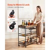 image:imageVEVOR Bar Cart 3 Tiers Home Kitchen Serving Carts Industrial Rolling Utility Station on Wheel Mobile Drink Beverage Shelf with Wine Rack amp Glass Holder 3464x1417x3268 in Rustic Brown and BlackRustic Brown and Black