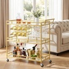 image:imageVEVOR Bar Cart 3 Tiers Home Kitchen Serving Carts Industrial Rolling Utility Station on Wheel Mobile Drink Beverage Shelf with Wine Rack amp Glass Holder 3464x1417x3268 in Rustic Brown and BlackGold
