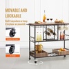 image:imageVEVOR Bar Cart 3 Tiers Home Kitchen Serving Carts Industrial Rolling Utility Station on Wheel Mobile Drink Beverage Shelf with Wine Rack amp Glass Holder 3464x1417x3268 in Rustic Brown and BlackRustic Brown and Black