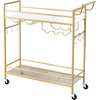 image:imageVEVOR Bar Cart 3 Tiers Home Kitchen Serving Carts Industrial Rolling Utility Station on Wheel Mobile Drink Beverage Shelf with Wine Rack amp Glass Holder 3464x1417x3268 in Rustic Brown and BlackGold