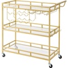 image:imageVEVOR Bar Cart 3 Tiers Home Kitchen Serving Carts Industrial Rolling Utility Station on Wheel Mobile Drink Beverage Shelf with Wine Rack amp Glass Holder 3464x1417x3268 in Rustic Brown and BlackGold