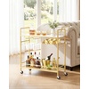 image:imageVEVOR Bar Cart 3 Tiers Home Kitchen Serving Carts Industrial Rolling Utility Station on Wheel Mobile Drink Beverage Shelf with Wine Rack amp Glass Holder 3464x1417x3268 in Rustic Brown and BlackGold