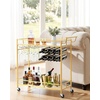image:imageVEVOR Bar Cart 3 Tiers Home Kitchen Serving Carts Industrial Rolling Utility Station on Wheel Mobile Drink Beverage Shelf with Wine Rack amp Glass Holder 3464x1417x3268 in Rustic Brown and BlackGold