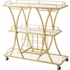 image:imageVEVOR Bar Cart 3 Tiers Home Kitchen Serving Carts Industrial Rolling Utility Station on Wheel Mobile Drink Beverage Shelf with Wine Rack amp Glass Holder 3464x1417x3268 in Rustic Brown and BlackGold
