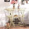 image:imageVEVOR Bar Cart 3 Tiers Home Kitchen Serving Carts Industrial Rolling Utility Station on Wheel Mobile Drink Beverage Shelf with Wine Rack amp Glass Holder 3464x1417x3268 in Rustic Brown and BlackGold