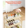 image:imageVEVOR Bar Cart 3 Tiers Home Kitchen Serving Carts Industrial Rolling Utility Station on Wheel Mobile Drink Beverage Shelf with Wine Rack amp Glass Holder 3464x1417x3268 in Rustic Brown and BlackGold