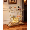 image:imageVEVOR Bar Cart 3 Tiers Home Kitchen Serving Carts Industrial Rolling Utility Station on Wheel Mobile Drink Beverage Shelf with Wine Rack amp Glass Holder 3464x1417x3268 in Rustic Brown and BlackGold