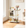 image:imageVEVOR Bar Cart 3 Tiers Home Kitchen Serving Carts Industrial Rolling Utility Station on Wheel Mobile Drink Beverage Shelf with Wine Rack amp Glass Holder 3464x1417x3268 in Rustic Brown and BlackGold