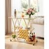 image:imageVEVOR Bar Cart 3 Tiers Home Kitchen Serving Carts Industrial Rolling Utility Station on Wheel Mobile Drink Beverage Shelf with Wine Rack amp Glass Holder 3464x1417x3268 in Rustic Brown and BlackGold