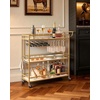 image:imageVEVOR Bar Cart 3 Tiers Home Kitchen Serving Carts Industrial Rolling Utility Station on Wheel Mobile Drink Beverage Shelf with Wine Rack amp Glass Holder 3464x1417x3268 in Rustic Brown and BlackGold