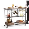 image:imageVEVOR Bar Cart 3 Tiers Home Kitchen Serving Carts Industrial Rolling Utility Station on Wheel Mobile Drink Beverage Shelf with Wine Rack amp Glass Holder 3464x1417x3268 in Rustic Brown and BlackRustic Brown and Black