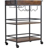 image:imageVEVOR Bar Cart 3 Tiers Home Kitchen Serving Carts Industrial Rolling Utility Station on Wheel Mobile Drink Beverage Shelf with Wine Rack amp Glass Holder 3464x1417x3268 in Rustic Brown and BlackRustic Brown and Black
