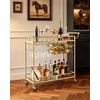 image:imageVEVOR Bar Cart 3 Tiers Home Kitchen Serving Carts Industrial Rolling Utility Station on Wheel Mobile Drink Beverage Shelf with Wine Rack amp Glass Holder 3464x1417x3268 in Rustic Brown and BlackGold