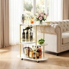 image:imageVEVOR Bar Cart 3 Tiers Home Kitchen Serving Carts Industrial Rolling Utility Station on Wheel Mobile Drink Beverage Shelf with Wine Rack amp Glass Holder 3464x1417x3268 in Rustic Brown and BlackGold