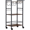 image:imageVEVOR Bar Cart 3 Tiers Home Kitchen Serving Carts Industrial Rolling Utility Station on Wheel Mobile Drink Beverage Shelf with Wine Rack amp Glass Holder 3464x1417x3268 in Rustic Brown and BlackRustic Brown and Black