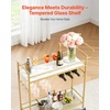 image:imageVEVOR Bar Cart 3 Tiers Home Kitchen Serving Carts Industrial Rolling Utility Station on Wheel Mobile Drink Beverage Shelf with Wine Rack amp Glass Holder 3464x1417x3268 in Rustic Brown and BlackGold