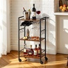 image:imageVEVOR Bar Cart 3 Tiers Home Kitchen Serving Carts Industrial Rolling Utility Station on Wheel Mobile Drink Beverage Shelf with Wine Rack amp Glass Holder 3464x1417x3268 in Rustic Brown and BlackRustic Brown and Black