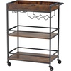 image:imageVEVOR Bar Cart 3 Tiers Home Kitchen Serving Carts Industrial Rolling Utility Station on Wheel Mobile Drink Beverage Shelf with Wine Rack amp Glass Holder 3464x1417x3268 in Rustic Brown and BlackRustic Brown and Black