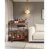 image:imageVEVOR Bar Cart 3 Tiers Home Kitchen Serving Carts Industrial Rolling Utility Station on Wheel Mobile Drink Beverage Shelf with Wine Rack amp Glass Holder 3464x1417x3268 in Rustic Brown and BlackRustic Brown and Black