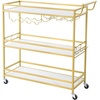 image:imageVEVOR Bar Cart 3 Tiers Home Kitchen Serving Carts Industrial Rolling Utility Station on Wheel Mobile Drink Beverage Shelf with Wine Rack amp Glass Holder 3464x1417x3268 in Rustic Brown and BlackGold