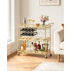 image:imageVEVOR Bar Cart 3 Tiers Home Kitchen Serving Carts Industrial Rolling Utility Station on Wheel Mobile Drink Beverage Shelf with Wine Rack amp Glass Holder 3464x1417x3268 in Rustic Brown and BlackGold