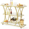 image:imageVEVOR Bar Cart 3 Tiers Home Kitchen Serving Carts Industrial Rolling Utility Station on Wheel Mobile Drink Beverage Shelf with Wine Rack amp Glass Holder 3464x1417x3268 in Rustic Brown and BlackGold