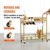 image:imageVEVOR Bar Cart 3 Tiers Home Kitchen Serving Carts Industrial Rolling Utility Station on Wheel Mobile Drink Beverage Shelf with Wine Rack amp Glass Holder 3464x1417x3268 in Rustic Brown and BlackGold