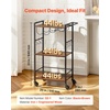 image:imageVEVOR Bar Cart 3 Tiers Home Kitchen Serving Carts Industrial Rolling Utility Station on Wheel Mobile Drink Beverage Shelf with Wine Rack amp Glass Holder 3464x1417x3268 in Rustic Brown and BlackRustic Brown and Black