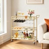 image:imageVEVOR Bar Cart 3 Tiers Home Kitchen Serving Carts Industrial Rolling Utility Station on Wheel Mobile Drink Beverage Shelf with Wine Rack amp Glass Holder 3464x1417x3268 in Rustic Brown and BlackGold