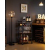 image:imageVEVOR Bar Cart 3 Tiers Home Kitchen Serving Carts Industrial Rolling Utility Station on Wheel Mobile Drink Beverage Shelf with Wine Rack amp Glass Holder 3464x1417x3268 in Rustic Brown and BlackRustic Brown and Black
