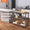 image:imageVEVOR Bar Cart 3 Tiers Home Kitchen Serving Carts Industrial Rolling Utility Station on Wheel Mobile Drink Beverage Shelf with Wine Rack amp Glass Holder 3464x1417x3268 in Rustic Brown and BlackRustic Brown and Black